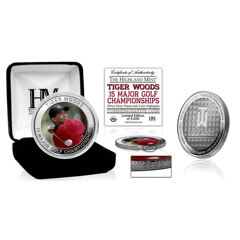 TIGER WOODS - 15 Major Golf Championships Silver Plated Color Coin / 世界限定5000個